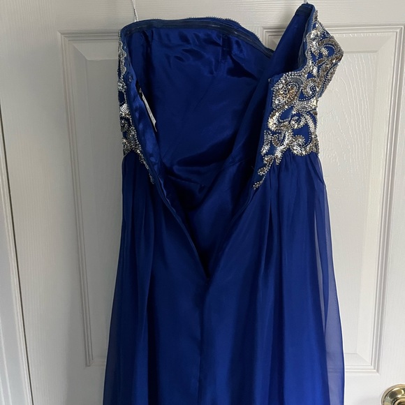 Blue Strapless Prom Dress - Picture 4 of 5